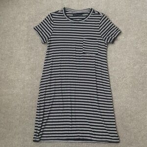 Abercrombie & Fitch Dress Womens Small Black White Striped Casual T Shirt Dress